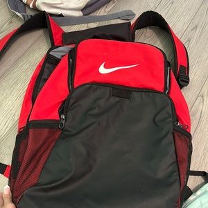 red school backpack